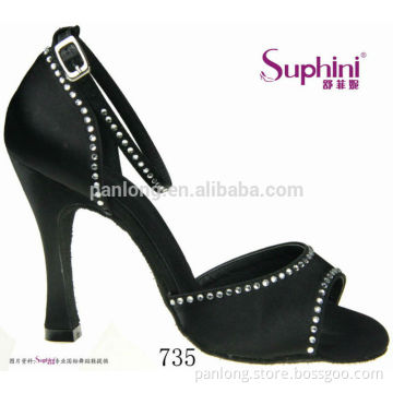 Black Classic Rhinstone Women Sexy Sandals, Crystal Latin Salsa Dance Shoe